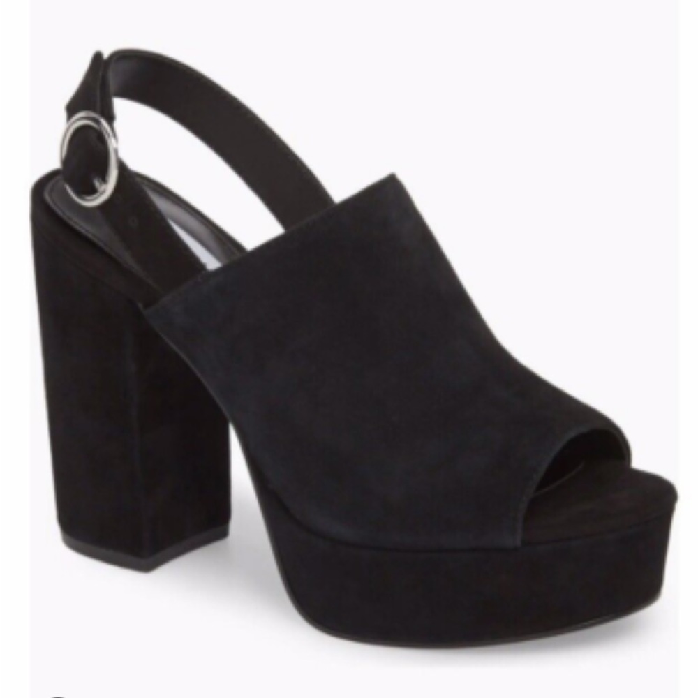 Steve Madden Black Suede Peep-Toe Heels
